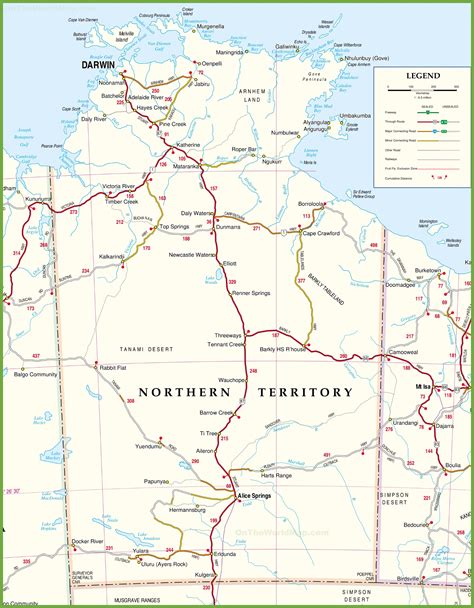 Large detailed map of Northern Territory with cities and towns.